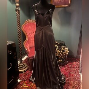 Lulu's Black Satin Maxi Dress